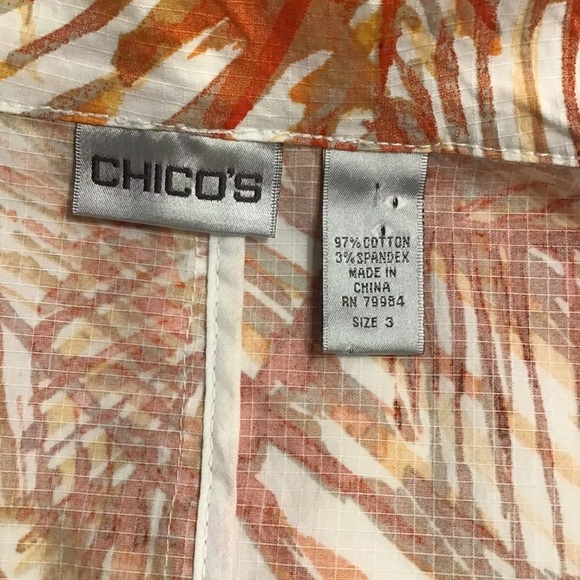 Chico’s 3 Lightweight Orange Tropical Zip Jacket Women’s XL Long Sleeve Cotton - Picture 4 of 8